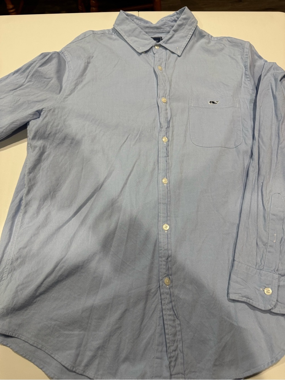 Vineyard Vines Light Blue Men's Button-Down Shirt with Pocket Whale Logo